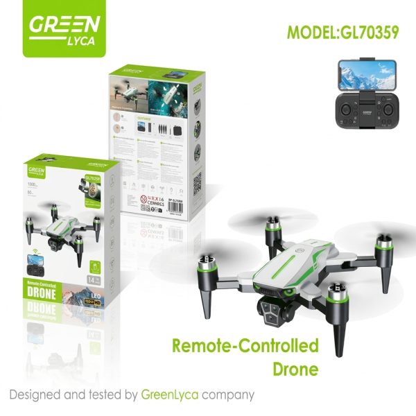 Drone Dobrável GreenLyca GL70359 com Motores Brushless (Sem Escovas) e Câmara HD 1080P