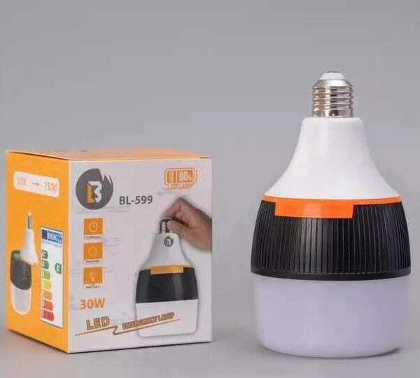 Lâmpada LED de Emergência Recarregável 30W com Sensor