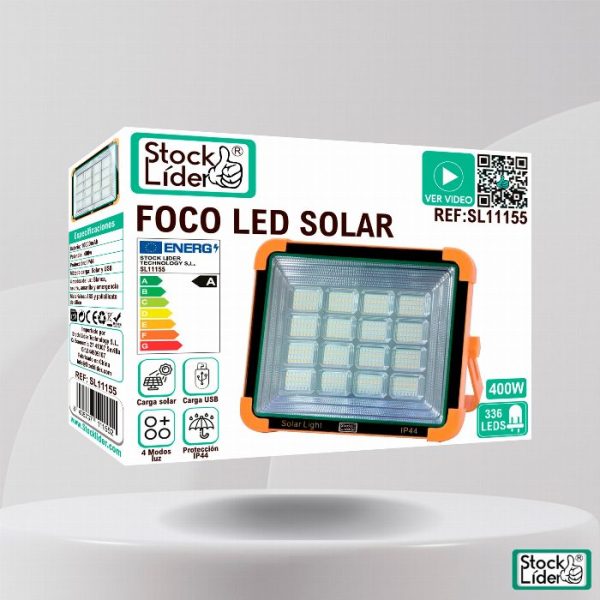 Holofote Solar LED de Exterior 400W com Powerbank 10.000 mAh e 336 LEDs (4 Modos / IP44)