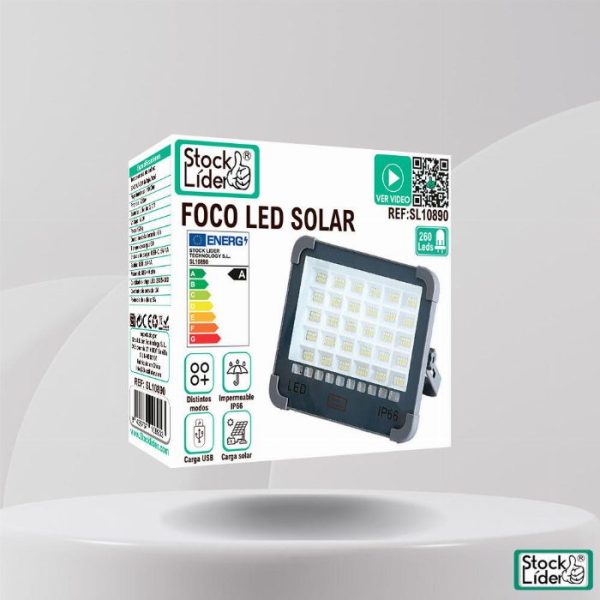Holofote LED Solar e USB 260 LEDs com Powerbank e 20000 mAh