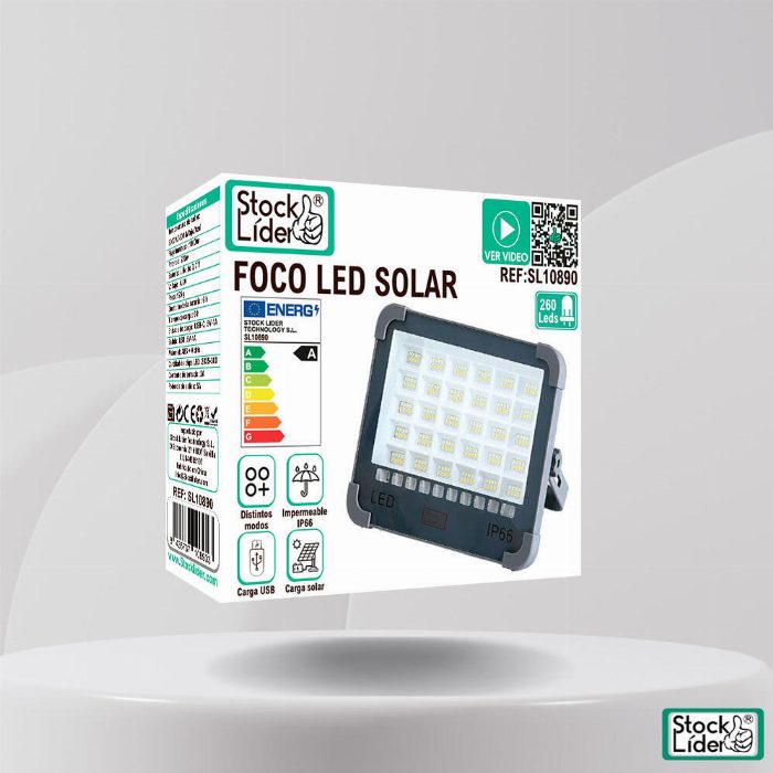 Holofote LED Solar e USB 260 LEDs com Powerbank e 20000 mAh