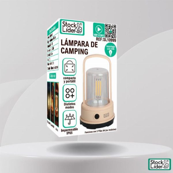 Candeeiro LED de Campismo e Exterior com Luz Quente (3 Modos / IP65 / 3x AA)