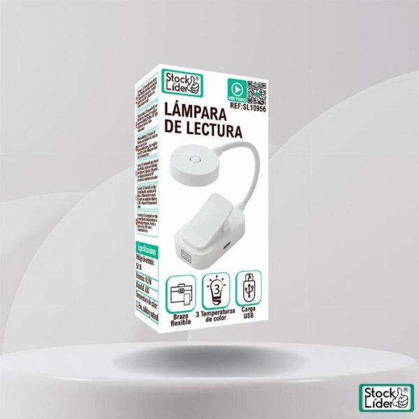Candeeiro LED de Leitura com Mola e Braço Flexível (3 Modos de Cor / USB)