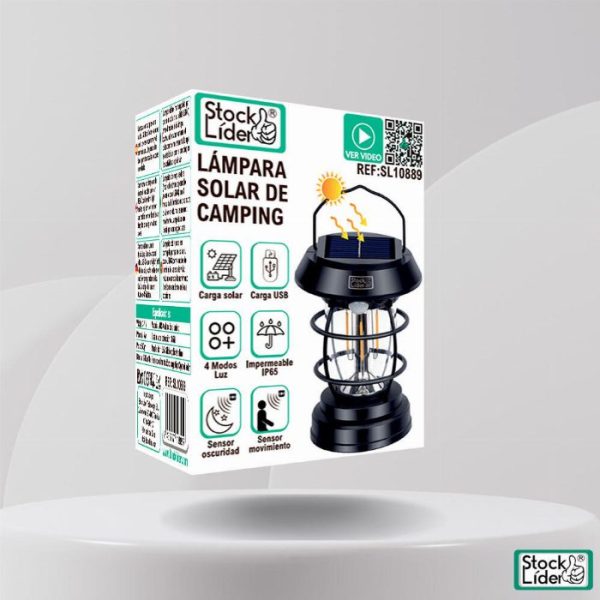 Candeeiro Solar LED Portátil com Sensor de Movimento e Luz Quente (4 Modos / IP65)