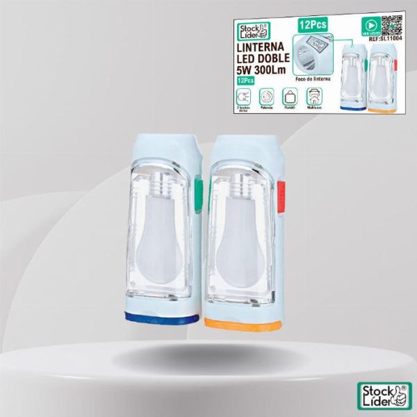 Lanterna e Candeeiro LED Duplo Portátil 300 Lúmens