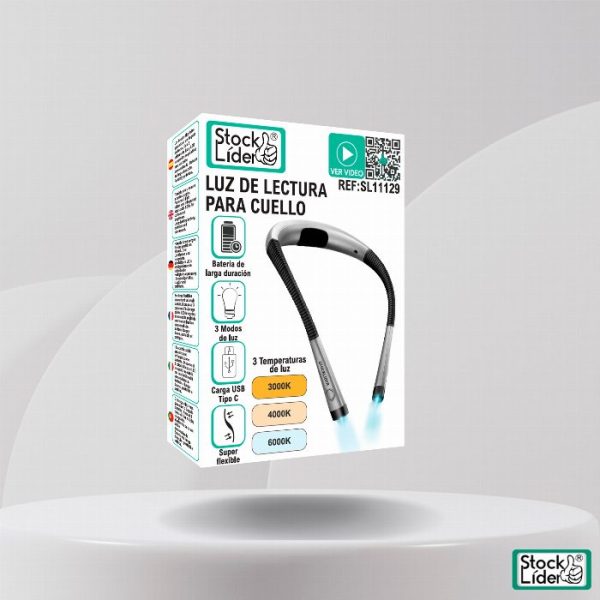 Luz de Leitura LED Flexível para Pescoço (3 Temperaturas de Cor / 1000 mAh / USB-C)