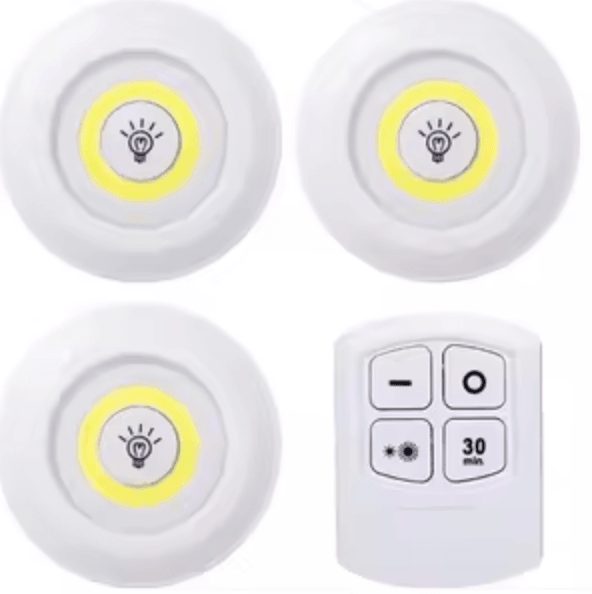 Pack 3 Focus LED Autocolantes com Comando à Distância (3x AAA)