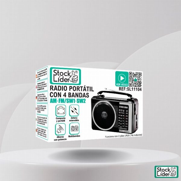 Rádio portátil com 4 bandas (AM/FM/SW1/SW2)