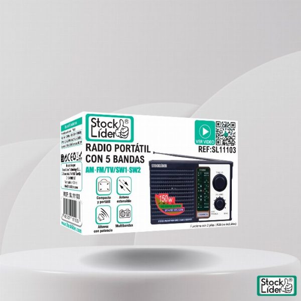 Rádio portátil com 5 bandas