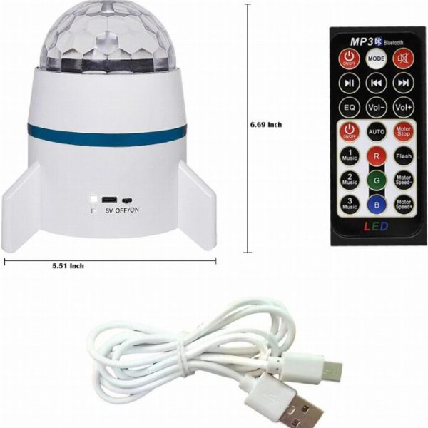 Coluna Bluetooth e Candeeiro LED Giratório em Forma de Foguete