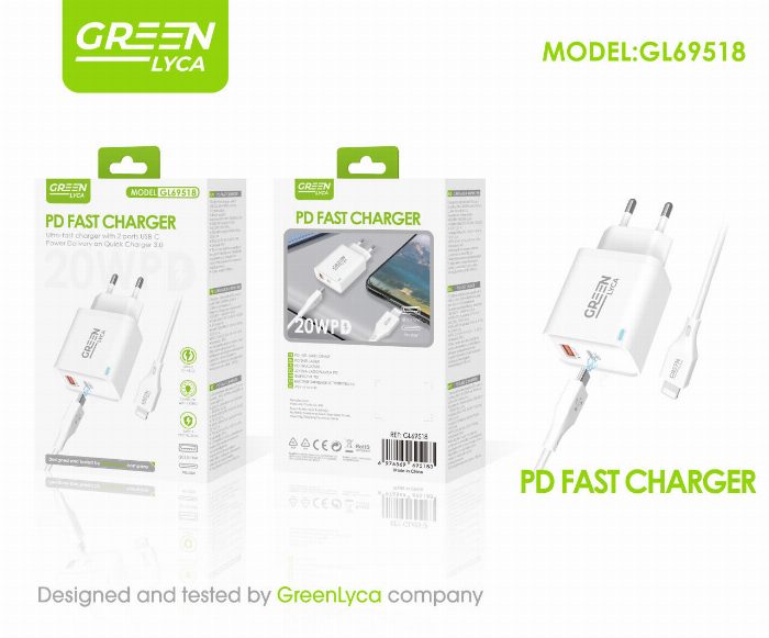 Carregador de 20W A + C com cabo C-L 100cm