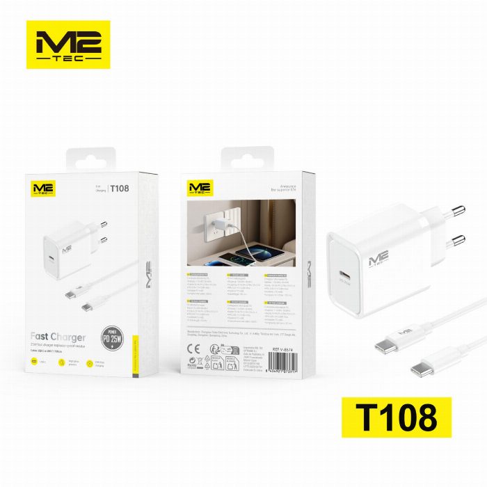 Carregador de parede 25W USB-C com cabo USB-C (1 m)