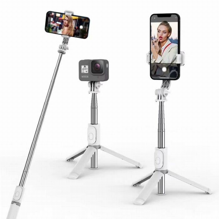 Selfie Stick extensível Q02 com tripé e controlo remoto