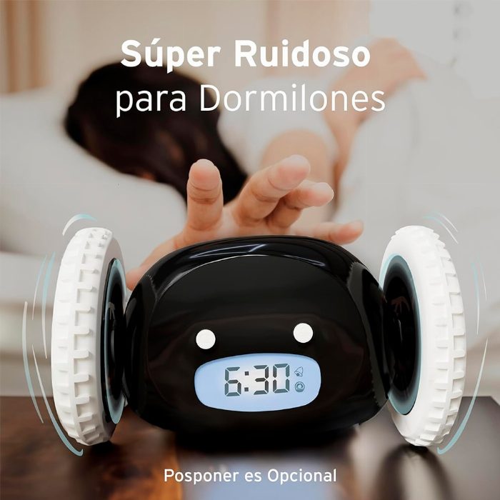 Despertador digital inteligente com rodas