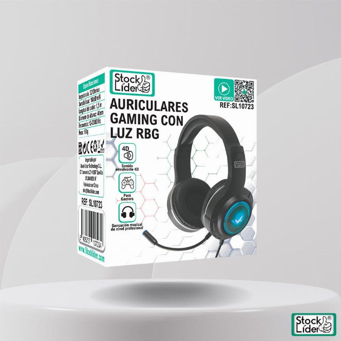 Auscultadores gaming com luz RGB