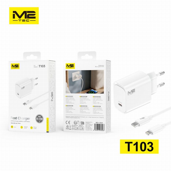 Carregador USB-C, 20 W, com cabo USB-C para lightning 100 cm