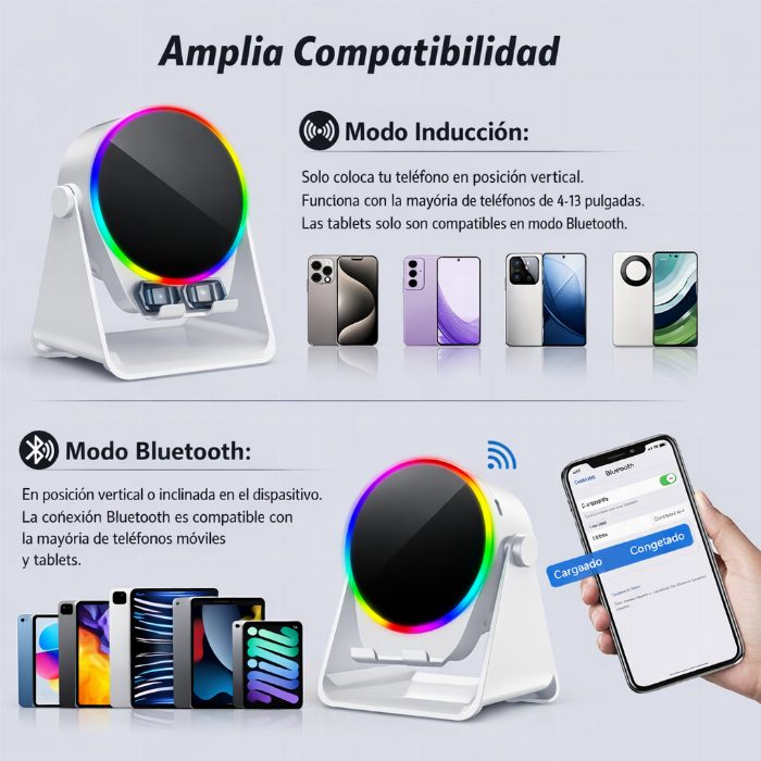 Coluna Bluetooth e de indução para telemóvel