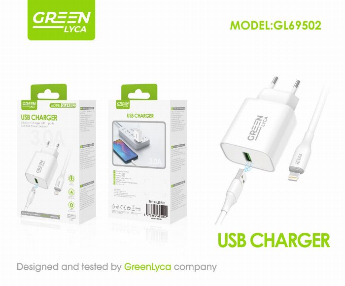 Carregador de parede 3.0A com cabo USB para Lightning (1 m)