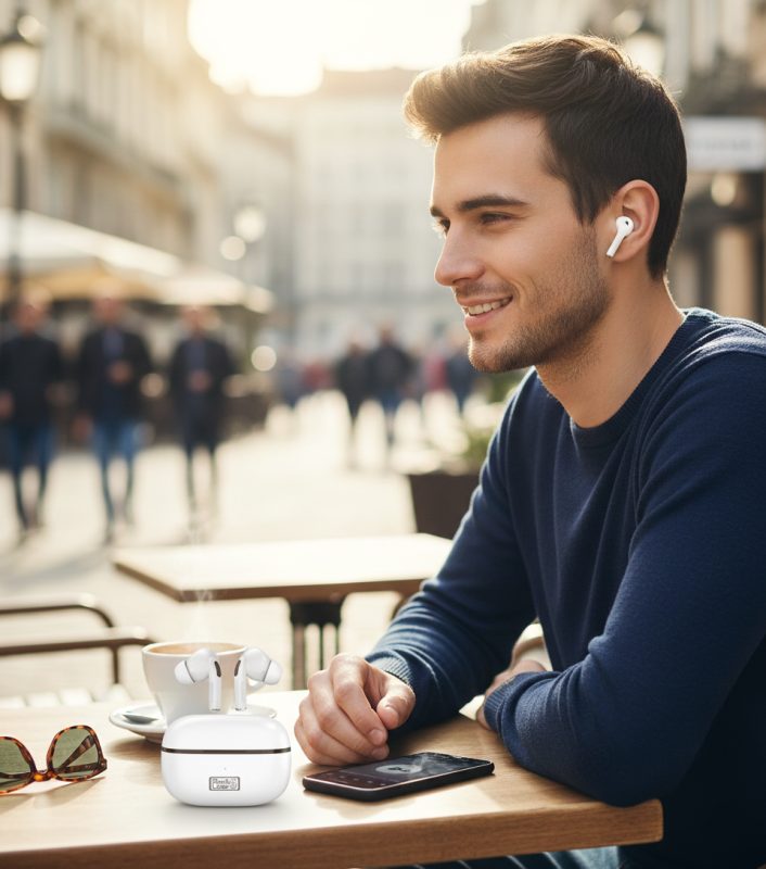 Auscultadores tradutores com Bluetooth