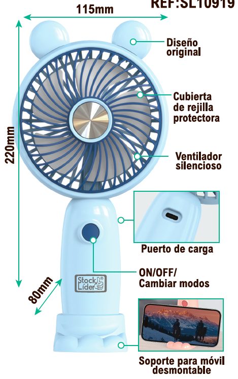 Ventoinha portátil dobrável