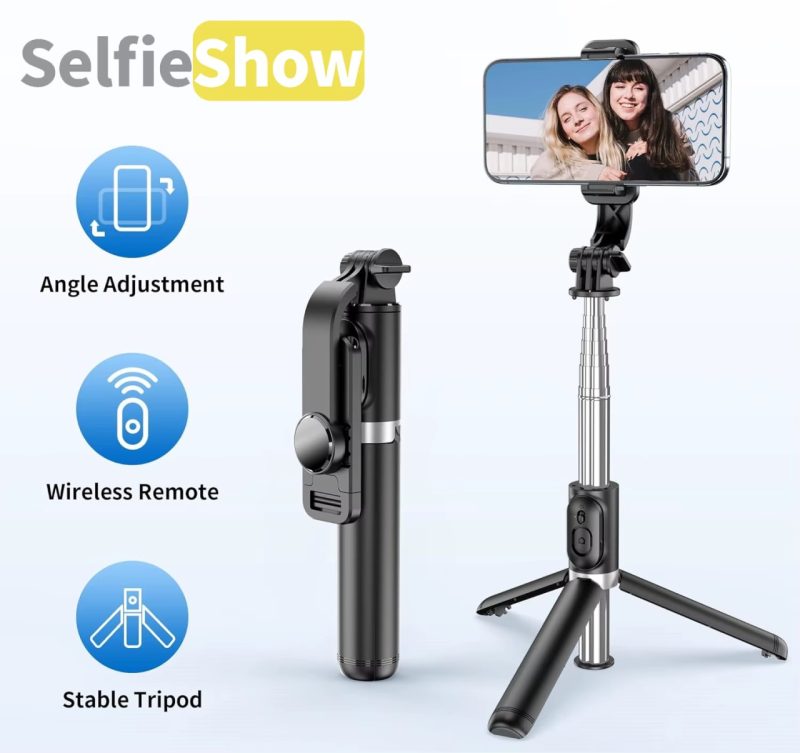 Vara de selfie Q02 extensível com suporte estável