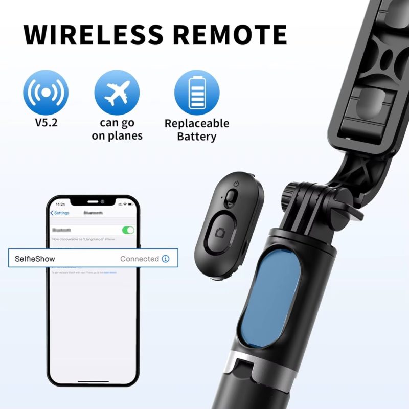Vara de selfie Q02 extensível com suporte estável