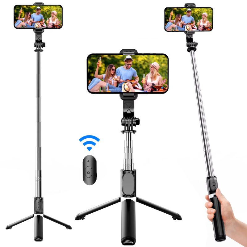 Vara de selfie Q02 extensível com suporte estável