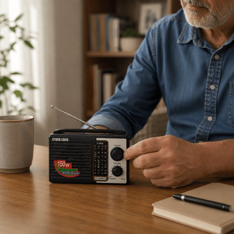 Rádio portátil com 5 bandas