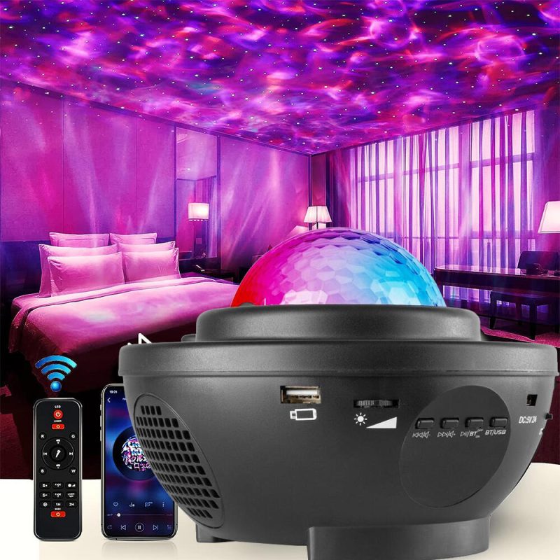 Estrelas do projetor LED Galaxy com alto-falante Bluetooth, direção de distância, temporizador e luz noturna infantil
