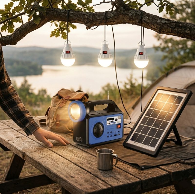 Bateria portátil com placa solar
